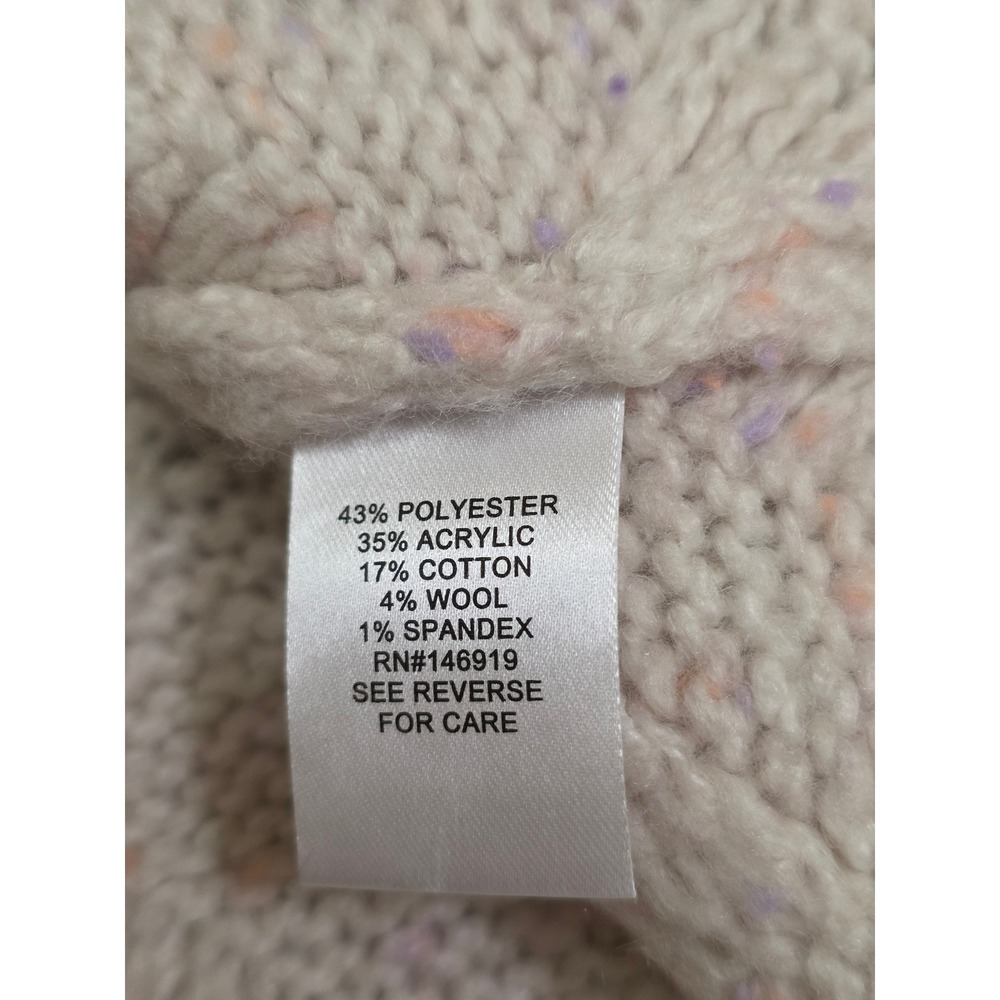 Joie Womens Large Cable Knit Confetti Mock Neck Sweater Cream Multi Color - Picture 8 of 9